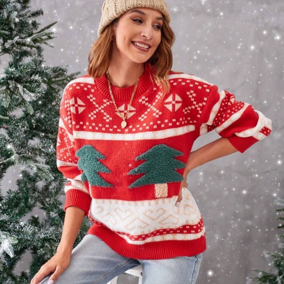 Essnce Ugly Sweater Christmas Pattern Drop Shoulder - Picture 4 of 9